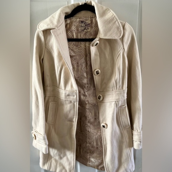 Anthropologie Tulle Wool Blend Cream Peacoat, Size XS - Picture 9 of 13